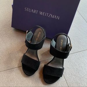Stuart Weitzman Partisan Black Suede Sandals